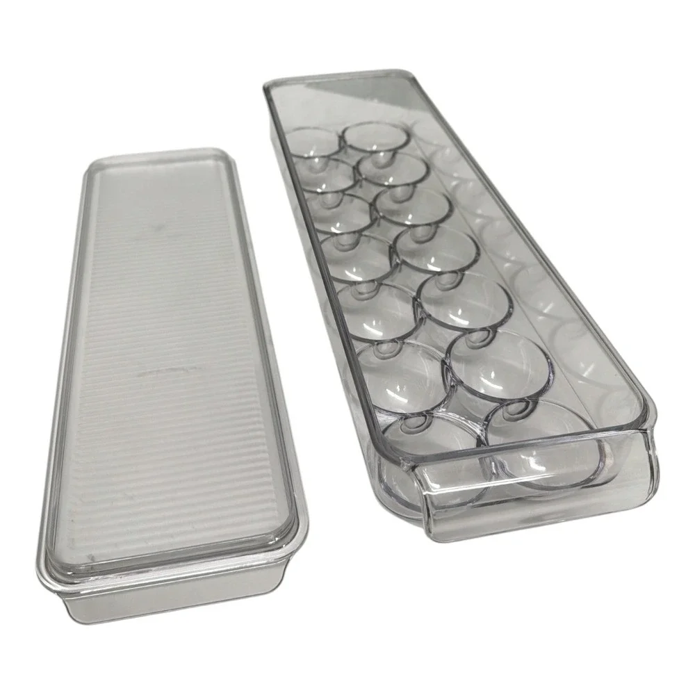 Egg Holder 14 Clear Plastic Refrigerator Container Storage Organizer Tray EUC